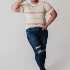 Vendor-unknown Tops PLUS Simone Textured Yarn Knit Top Natural