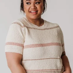 Vendor-unknown Tops PLUS Simone Textured Yarn Knit Top Natural