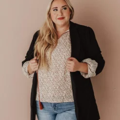 Vendor-unknown Tops Plus Size EXCLUSIVE! Emrie Blazer Black