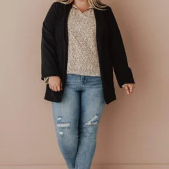 Vendor-unknown Tops Plus Size EXCLUSIVE! Emrie Blazer Black