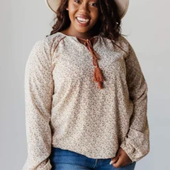 Vendor-unknown Plus Size EXCLUSIVE! Jacqueline Floral Top With Tassels