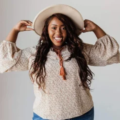 Vendor-unknown Plus Size EXCLUSIVE! Jacqueline Floral Top With Tassels