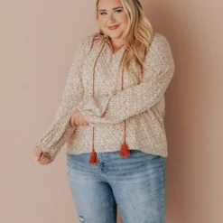 Vendor-unknown Plus Size EXCLUSIVE! Jacqueline Floral Top With Tassels