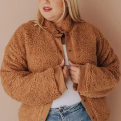 Vendor-unknown Marshall Teddy Bomber Jacket Camel Tops