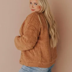 Vendor-unknown Marshall Teddy Bomber Jacket Camel Tops