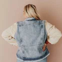 Vendor-unknown Plus Size EXCLUSIVE! Rebecca Denim Jacket With Corduroy Sleeves Bone 16 Vendor-unknown Plus Size EXCLUSIVE! Rebecca Denim Jacket With Corduroy Sleeves Bone