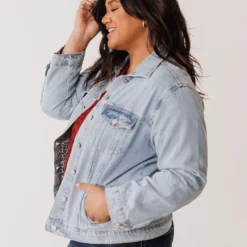 Vendor-unknown Plus Size EXCLUSIVE! Shirley Denim Jacket With Leopard Lined Pockets Tops 14 Vendor-unknown Plus Size EXCLUSIVE! Shirley Denim Jacket With Leopard Lined Pockets Tops