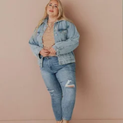 Vendor-unknown Plus Size EXCLUSIVE! Shirley Denim Jacket With Leopard Lined Pockets Tops 15 Vendor-unknown Plus Size EXCLUSIVE! Shirley Denim Jacket With Leopard Lined Pockets Tops