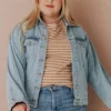 Vendor-unknown Plus Size EXCLUSIVE! Shirley Denim Jacket With Leopard Lined Pockets Tops