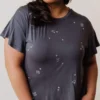 Vendor-unknown Tops Plus Size Horoscope Embroidered Tee Charcoal