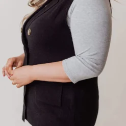 Vendor-unknown Tops Plus Size Kait Sleeveless Sweater Vest Black