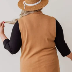 Vendor-unknown Tops Plus Size Kait Sleeveless Sweater Vest Camel 12 Vendor-unknown Tops Plus Size Kait Sleeveless Sweater Vest Camel