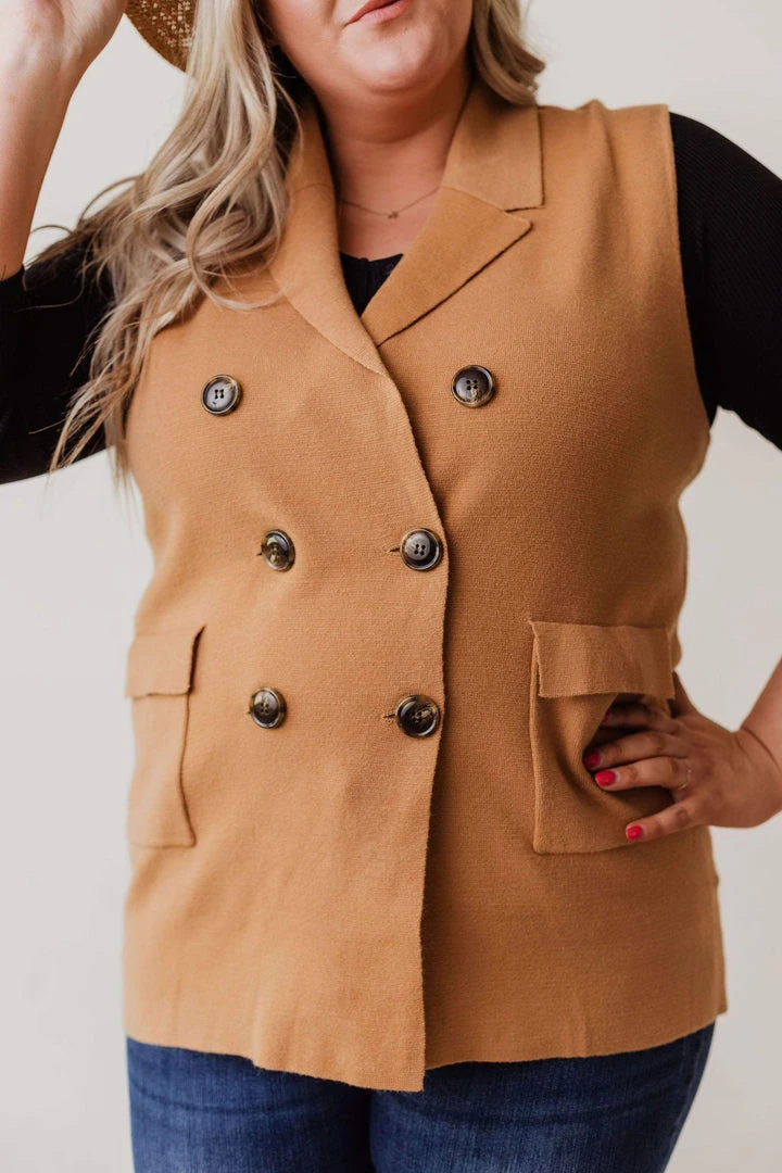 Vendor-unknown Tops Plus Size Kait Sleeveless Sweater Vest Camel 4 Vendor-unknown Tops Plus Size Kait Sleeveless Sweater Vest Camel