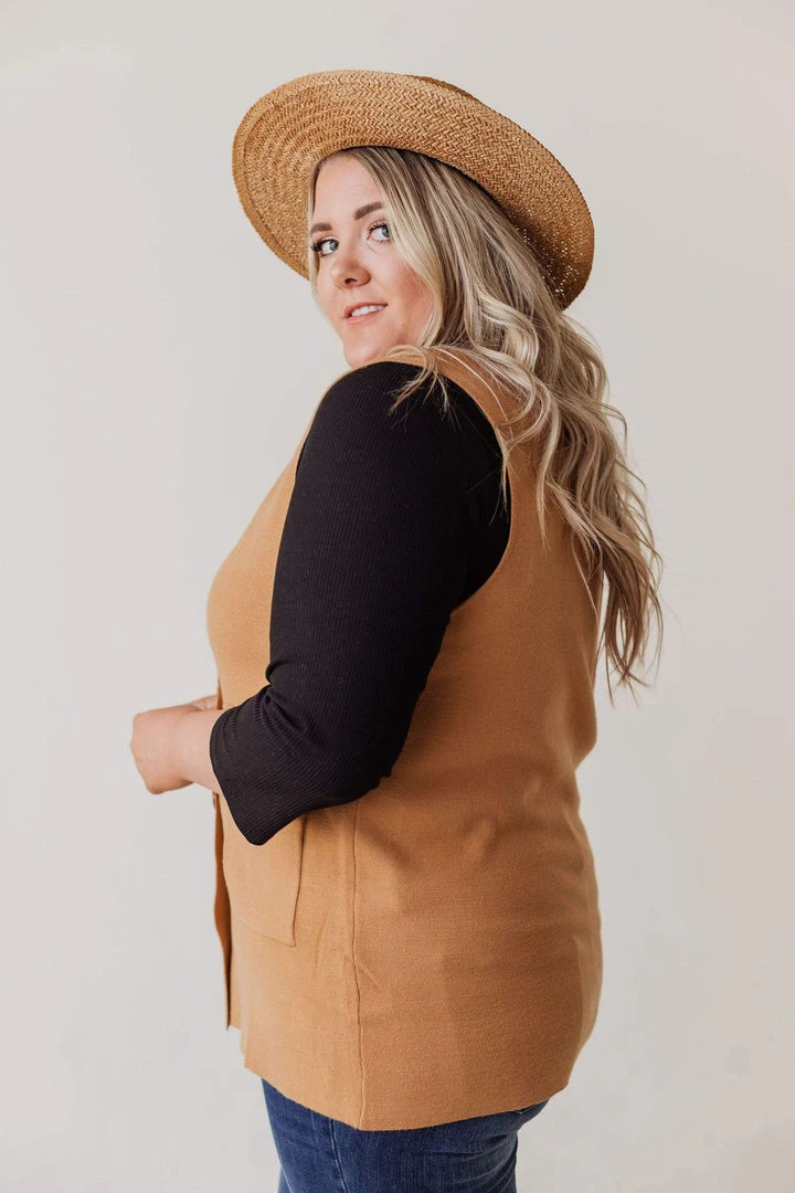 Vendor-unknown Tops Plus Size Kait Sleeveless Sweater Vest Camel 6 Vendor-unknown Tops Plus Size Kait Sleeveless Sweater Vest Camel