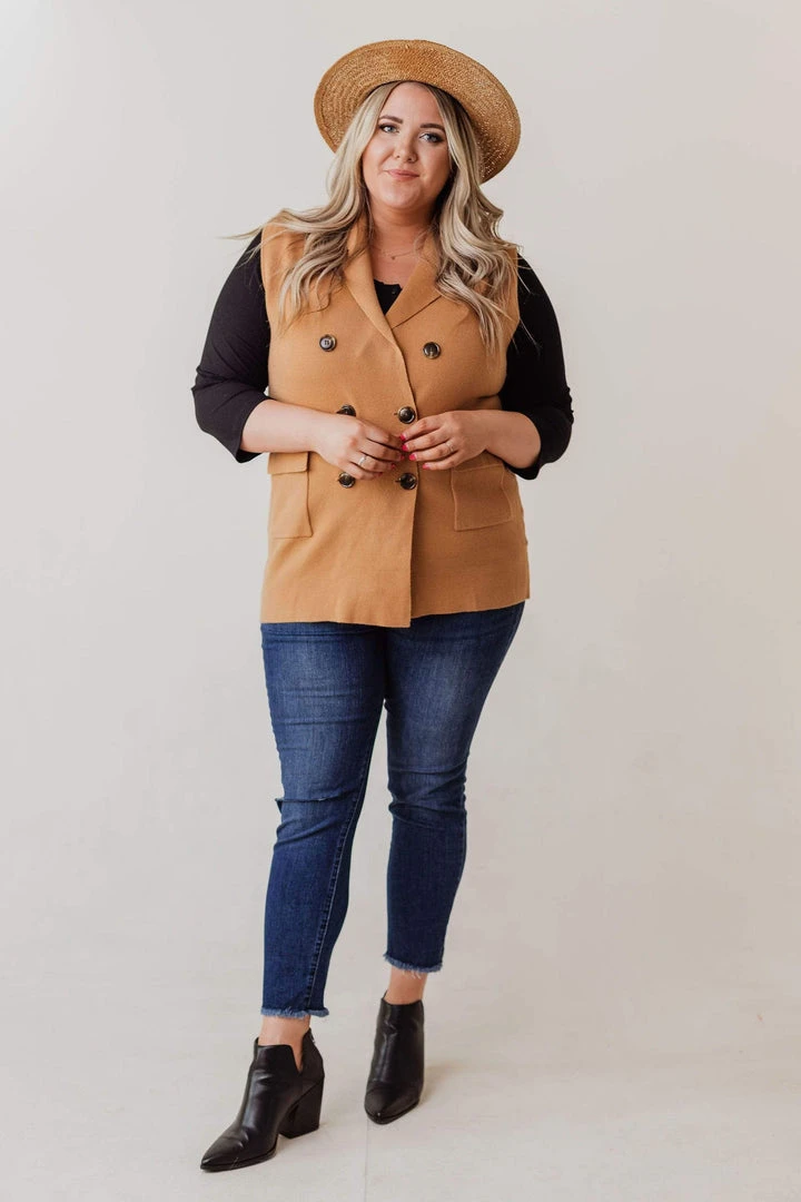 Vendor-unknown Tops Plus Size Kait Sleeveless Sweater Vest Camel 5 Vendor-unknown Tops Plus Size Kait Sleeveless Sweater Vest Camel