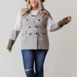 Vendor-unknown Plus Size Kait Sleeveless Sweater Vest Heather Grey Tops