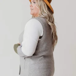 Vendor-unknown Plus Size Kait Sleeveless Sweater Vest Heather Grey Tops