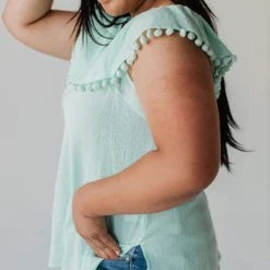 Plus Size PLUS Caroline Tassel Top Mint