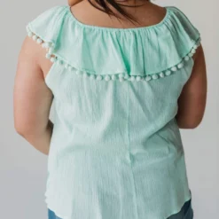 Plus Size PLUS Caroline Tassel Top Mint