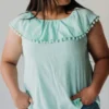 Plus Size PLUS Caroline Tassel Top Mint