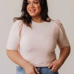 Vendor-unknown Plus Size Rhonda Textured Knit Top Blush