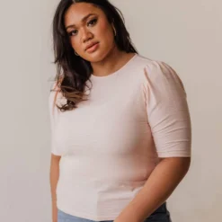Vendor-unknown Plus Size Rhonda Textured Knit Top Blush