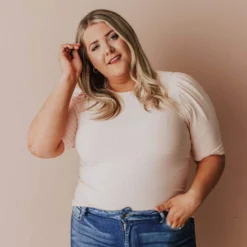 Vendor-unknown Plus Size Rhonda Textured Knit Top Blush