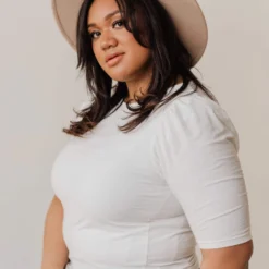 Vendor-unknown Plus Size Rhonda Textured Knit Top Ivory Tops