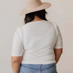 Vendor-unknown Plus Size Rhonda Textured Knit Top Ivory Tops