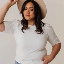 Vendor-unknown Plus Size Rhonda Textured Knit Top Ivory Tops