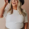 Vendor-unknown Plus Size Rhonda Textured Knit Top Ivory Tops