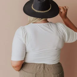 Vendor-unknown Plus Size Rhonda Textured Knit Top Ivory Tops