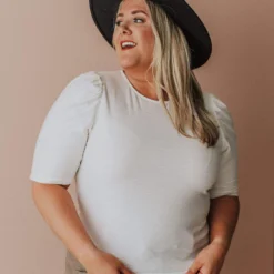 Vendor-unknown Plus Size Rhonda Textured Knit Top Ivory Tops