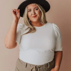 Vendor-unknown Plus Size Rhonda Textured Knit Top Ivory Tops