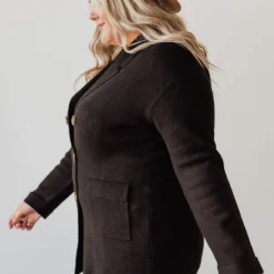 Vendor-unknown Tops Plus Size Sally Knit Blazer Black
