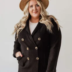 Vendor-unknown Tops Plus Size Sally Knit Blazer Black