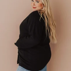 Vendor-unknown Tops Plus Size Sally Knit Blazer Black