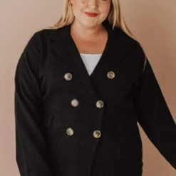 Vendor-unknown Tops Plus Size Sally Knit Blazer Black