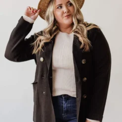Vendor-unknown Tops Plus Size Sally Knit Blazer Black