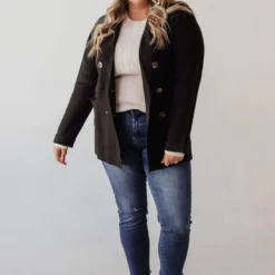Vendor-unknown Tops Plus Size Sally Knit Blazer Black