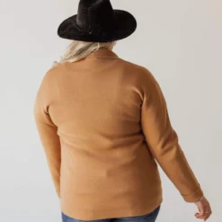 Vendor-unknown Tops Plus Size Sally Knit Blazer Camel 23 Vendor-unknown Tops Plus Size Sally Knit Blazer Camel