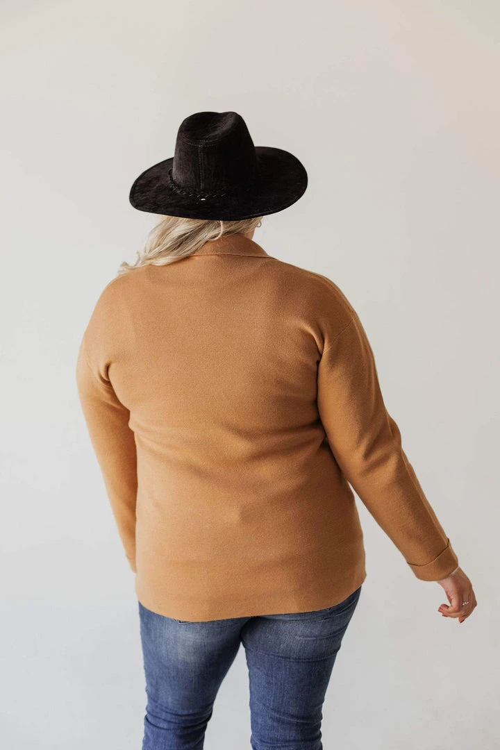 Vendor-unknown Tops Plus Size Sally Knit Blazer Camel 13 Vendor-unknown Tops Plus Size Sally Knit Blazer Camel