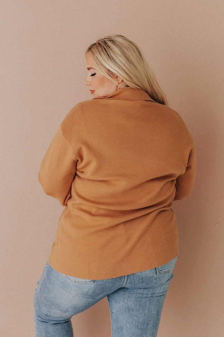 Vendor-unknown Tops Plus Size Sally Knit Blazer Camel 7 Vendor-unknown Tops Plus Size Sally Knit Blazer Camel