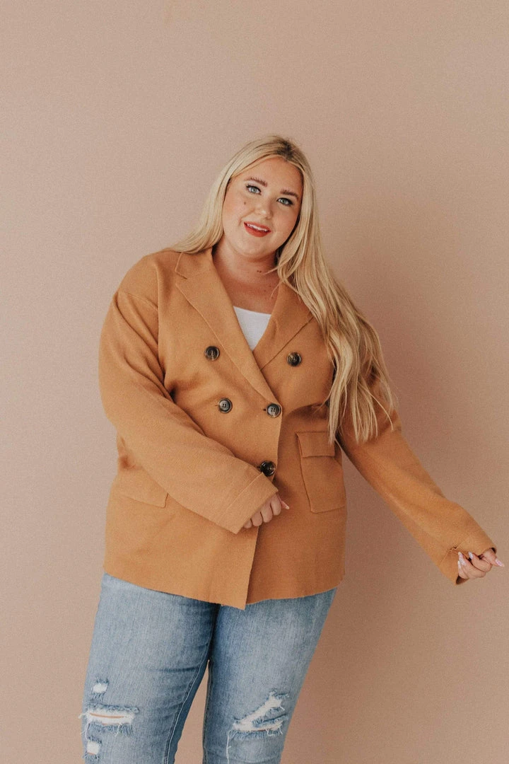 Vendor-unknown Tops Plus Size Sally Knit Blazer Camel 5 Vendor-unknown Tops Plus Size Sally Knit Blazer Camel