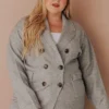 Vendor-unknown Plus Size Sally Knit Blazer Grey Tops 2 Vendor-unknown Plus Size Sally Knit Blazer Grey Tops
