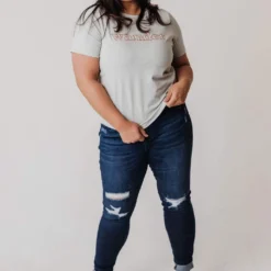 Vendor-unknown Plus Size Wander Embroidered Tee Tops