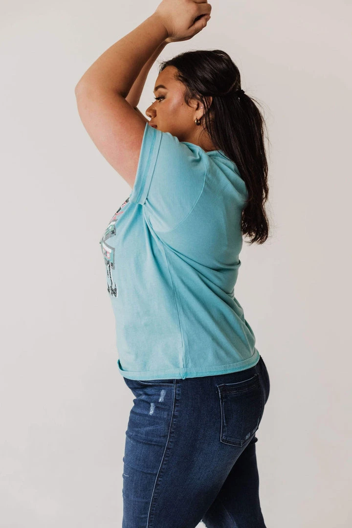 Vendor-unknown PLUS Stereo Oversized Graphic Tee Aqua Tops 6 Vendor-unknown PLUS Stereo Oversized Graphic Tee Aqua Tops