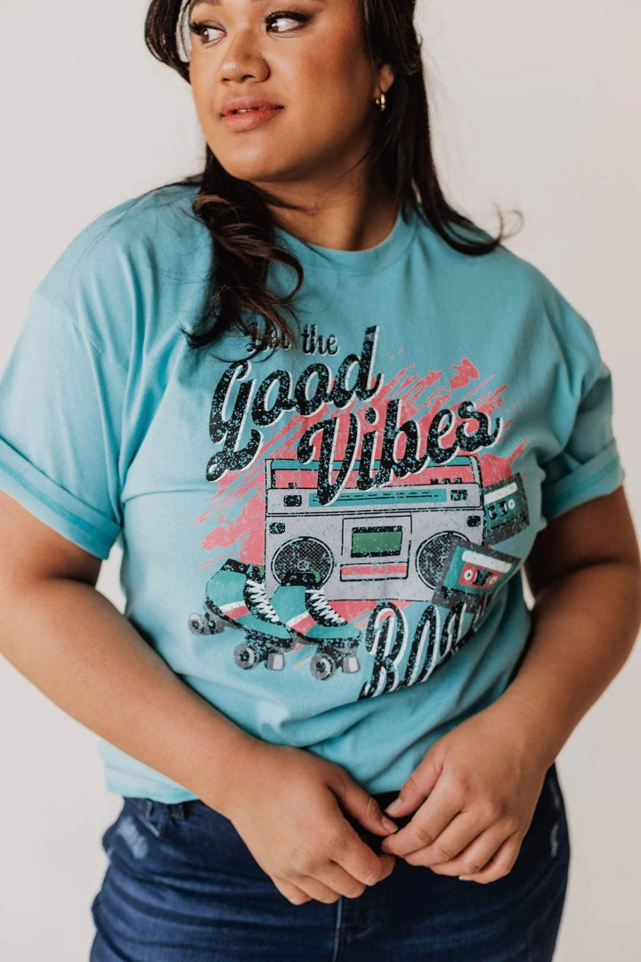 Vendor-unknown PLUS Stereo Oversized Graphic Tee Aqua Tops 3 Vendor-unknown PLUS Stereo Oversized Graphic Tee Aqua Tops