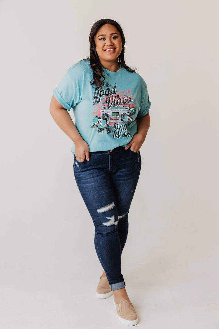 Vendor-unknown PLUS Stereo Oversized Graphic Tee Aqua Tops 4 Vendor-unknown PLUS Stereo Oversized Graphic Tee Aqua Tops