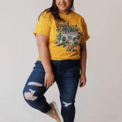Vendor-unknown Tops PLUS Stereo Oversized Graphic Tee Mustard